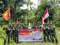 Jaga Keutuhan NKRI, Satgas Yonif 122/TS Gelar Patroli Patok MM 4 A Perbatasan RI-PNG