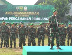 Korem 042/Gapu Ikuti Apel Gelar Pasukan Kesiapan Pengamanan Pemilu 2024 Secara Serentak