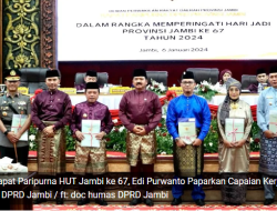 Ketua DPRD Provinsi Jambi Edi Purwanto Sampaikan Capaian Kinerja pada Paripurna HUT Jambi 2024