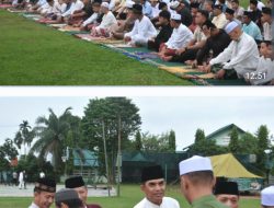 Antusias Masyarakat Sholat Idul Adha Bersama Anggota TNI di Lapangan Makorem 042/Gapu