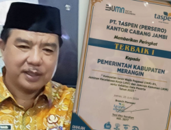 Merangin Raih Penghargaan Terbaik I dari Taspen dalam Ketaatan Penyetoran IWP, JKK, JKM dan Validitas Data Peserta 2023