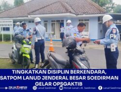 Tingkatkan Disiplin Berkendara, Satpom Lanud Jenderal Besar Soedirman Gelar Opsgaktib